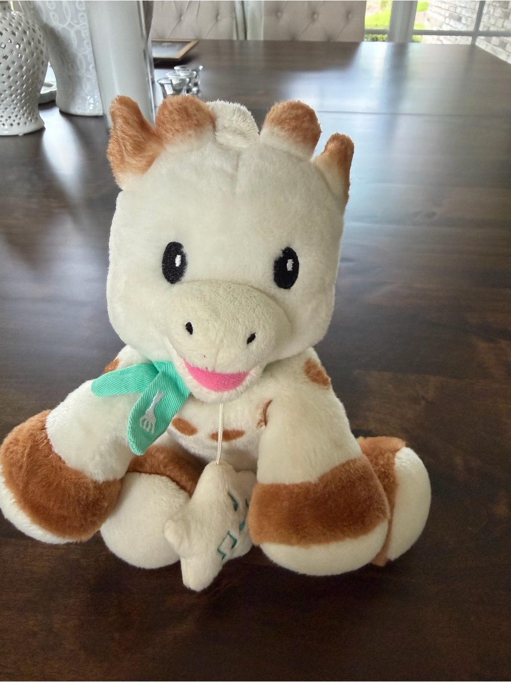Cream & Brown Plush Sophie the Giraffe Toy with Mint Accent